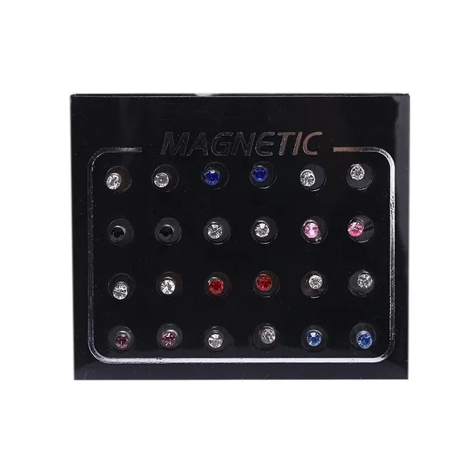 Cercei magnetici cu pietricele, set de 12 perechi