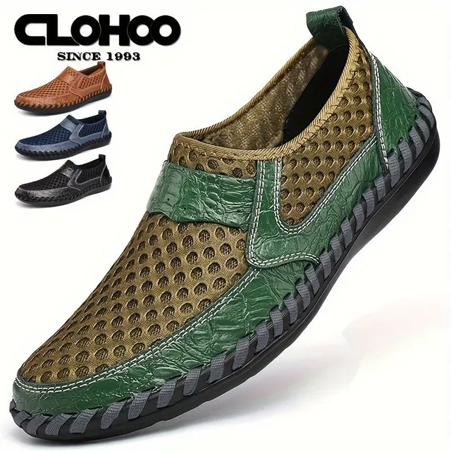 Men's leisure moccasins made of netting, breathable anti-slip boots into the exterior