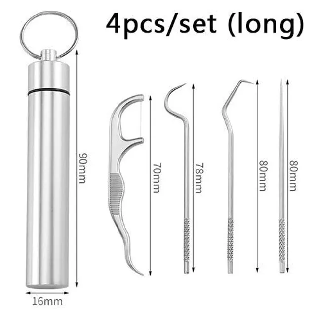 Stainless steel toothpick set Dental floss Reusable toothpicks Portable toothpicks Dental floss Toothbrush Oral cleaning