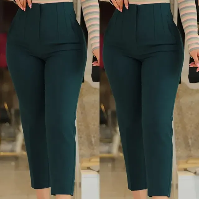 Elegant high-waisted trousers for women, monochrome and suitable for everyday wear