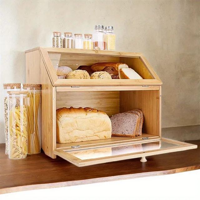 Bamboo bread with lid - spacious and practical storage box for the kitchen