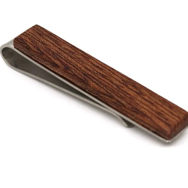 Wooden tie clip - Brown