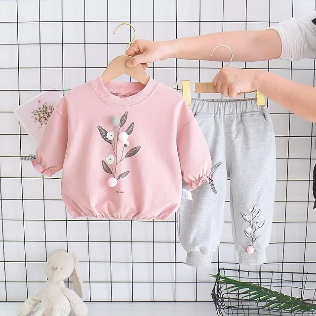 Ensemble de survêtement mignon pour fille en rose poudré