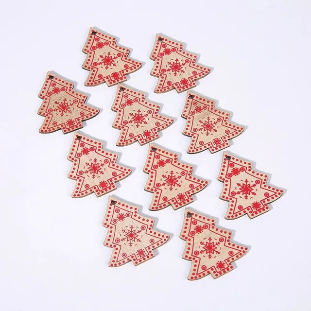 Wooden Christmas ornaments 10 pcs C585