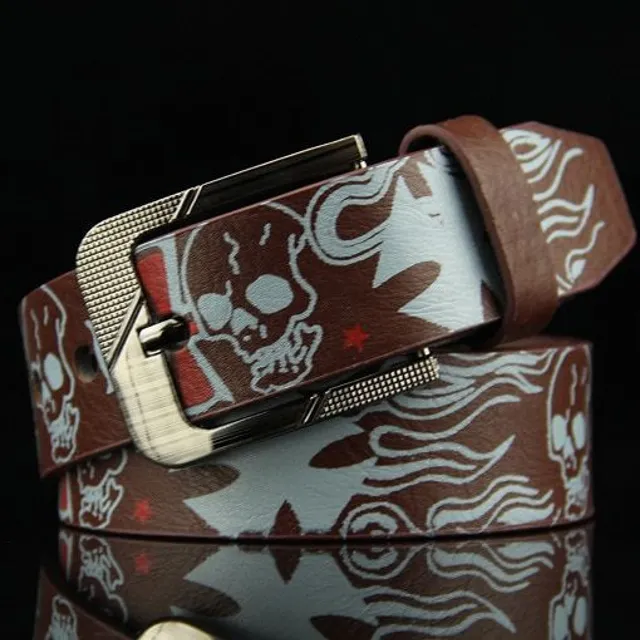 Ceinture en simili cuir pour homme Skull - Style punk