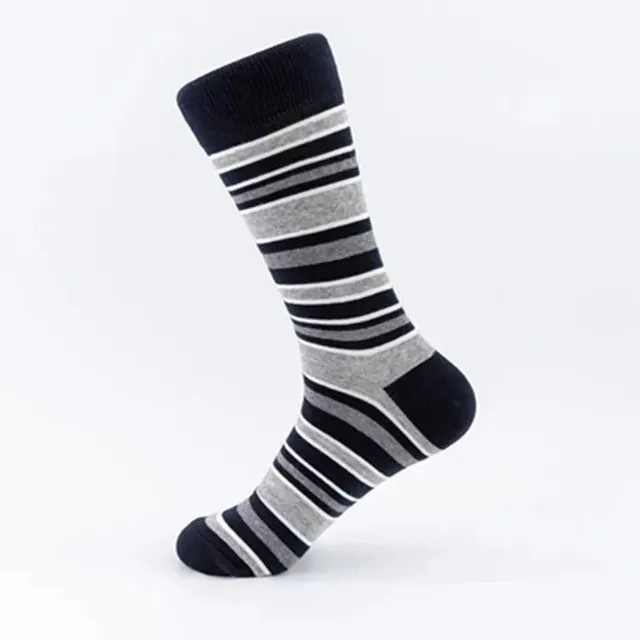 5 pairs of modern high socks with flexible hem with striped design in size 38 - 46