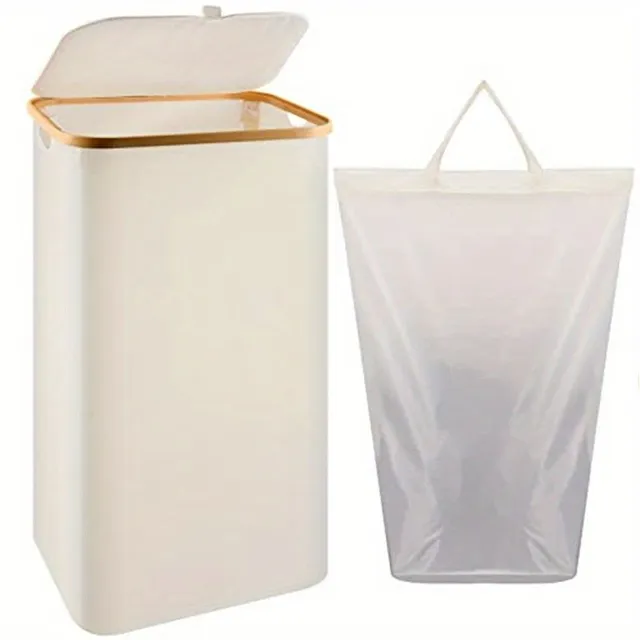 Large folding laundry basket with lid, laundry organizer, removable bag, waterproof - for bedroom