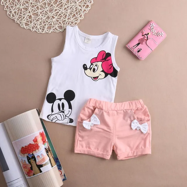 Girls cute summer set with a print of a popular animated couple - tank top + shorts