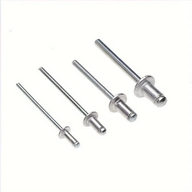 Riveting set with hand-held rivet, contains aluminium rivets. Suitable for metal, plastic and artificial leather