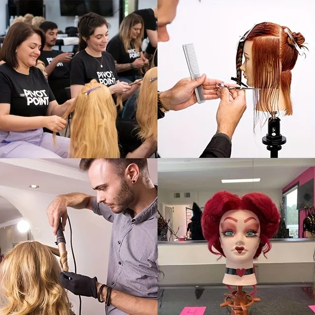 100% pravé vlasy Cvičná hlava pro kadeřníky a kosmetology - Mytí, stříhání, styling zdarma svorka