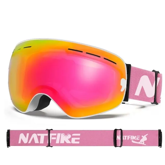 Lunettes de ski avec effet miroir - Lunettes de ski et snowboard avec protection UV400, lunettes de ski compatibles avec le casque anti-buée 17,8 x 9,8 cm