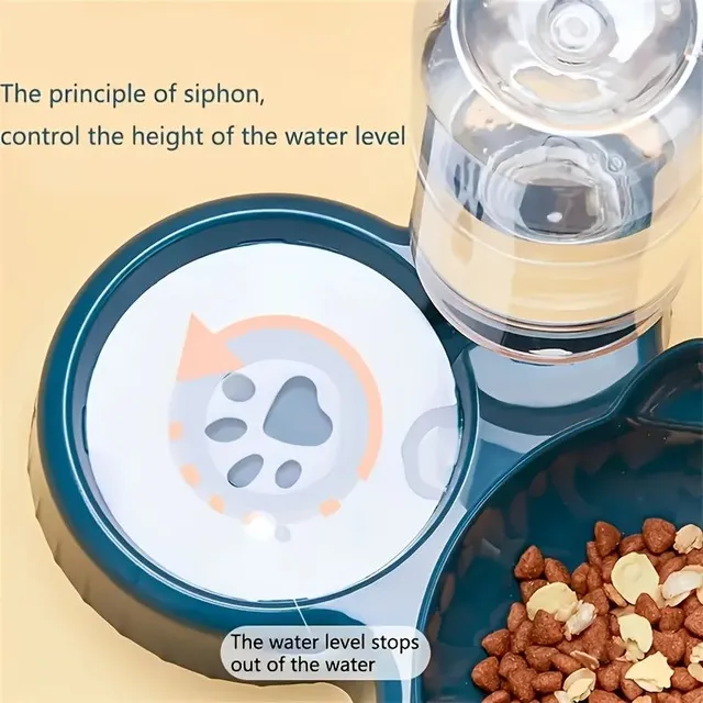 Automatic water sprayer for cats with double bowls and cat ears