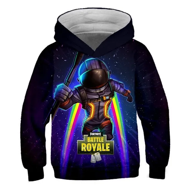 Beautiful hoodie with 3D print of the computer game Fortnite 10 3-4T