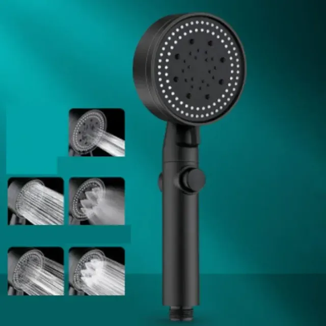 Saving shower head with adjustable high water pressure and one button to stop water