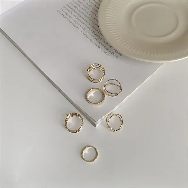 Women's minimalist rings - set of 6