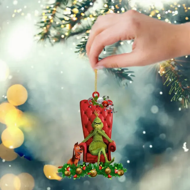 Wisząca dekoracyjna ozdoba świąteczna z motywem Grincha