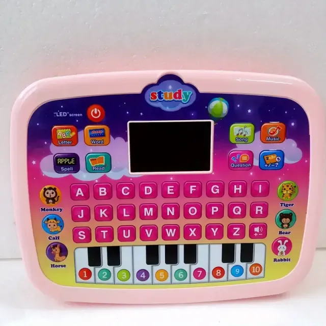 Tablet pentru copii, Placă de învățare pentru copii cu ecran LED Învățare a literelor, numerelor, cuvintelor, muzică, matematică Dezvoltare timpurie Jucărie electronică interactivă pentru băieți și fete (bateriile nu sunt incluse)