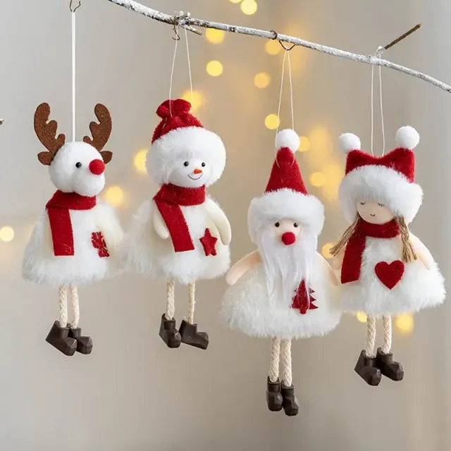 Vianočné vianočné dekoratívne znaky stromu - dievča, soby a snehuliak