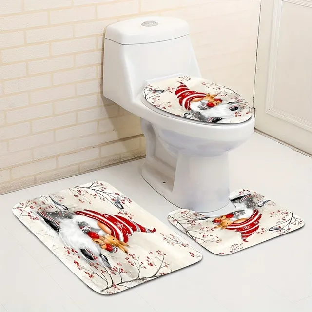 4 part set of bathroom accessories with Christmas elf theme