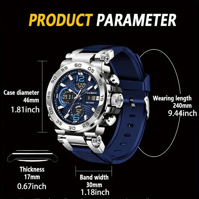 Montre de sport étanche pour homme avec double affichage