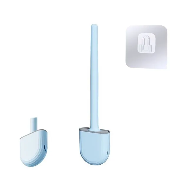 Silicone brush for cleaning toilet bowl with holder