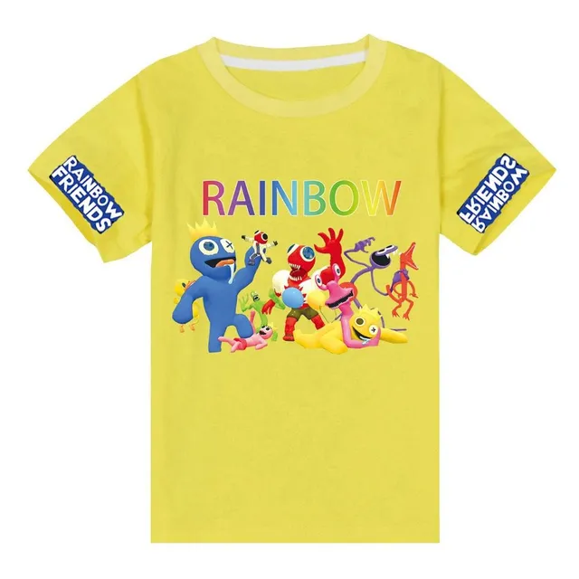 Children's trendy short sleeve T-shirt with Rainbow Friends print