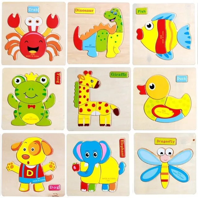 Dřevěné puzzle pro děti - Zvířata