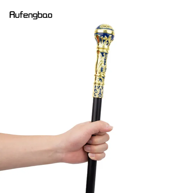 Gold-blue Luxury Walking Stick s okrúhlou rukoväťou - Štýlový doplnok pre Party a dekoratívne Stick s elegantným tlačidlom