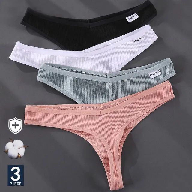 Set de tanga din bumbac de calitate, 3 bucăți