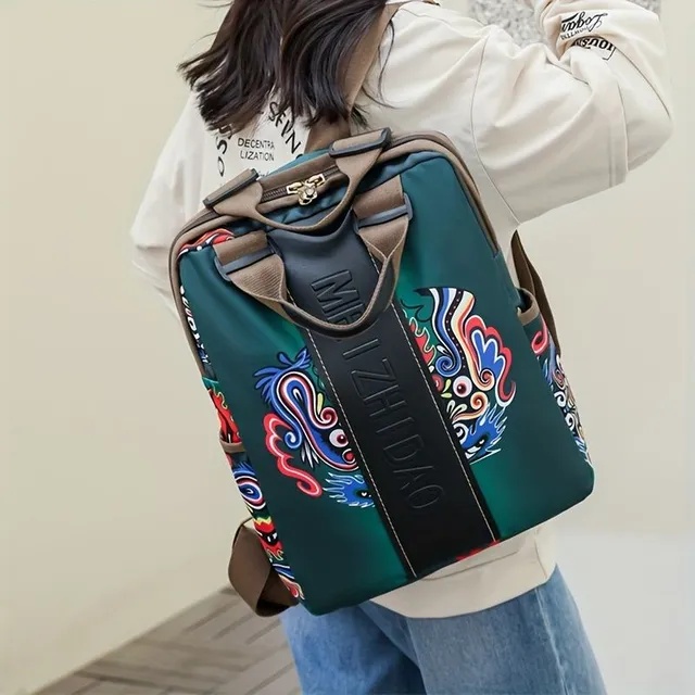 Ladies' anti-theft backpack with large capacity and fashion printing