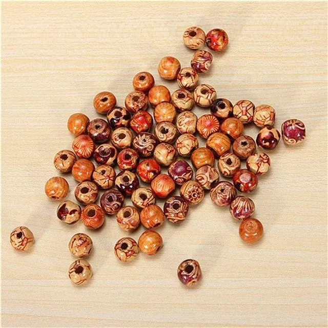 DIY beads made of wood - 100 pieces