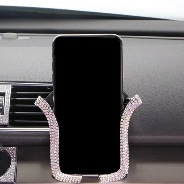 Mobile phone holder for car with rhinestones