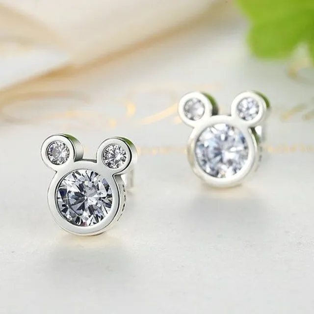 Beautiful Silver Earrings Mickey