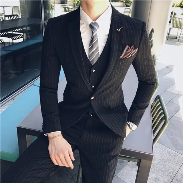 Costum business casual pentru bărbați - Set 3 piese - Sacou + Vestă + Pantaloni