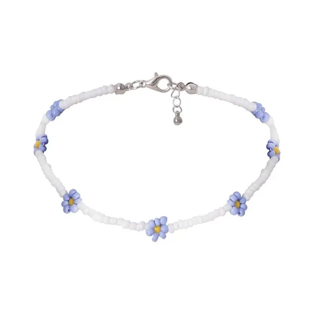 Collar choker de cuentas para mujer con flores