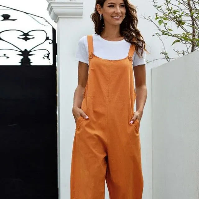 European and American retro casual long pants with bib overalls