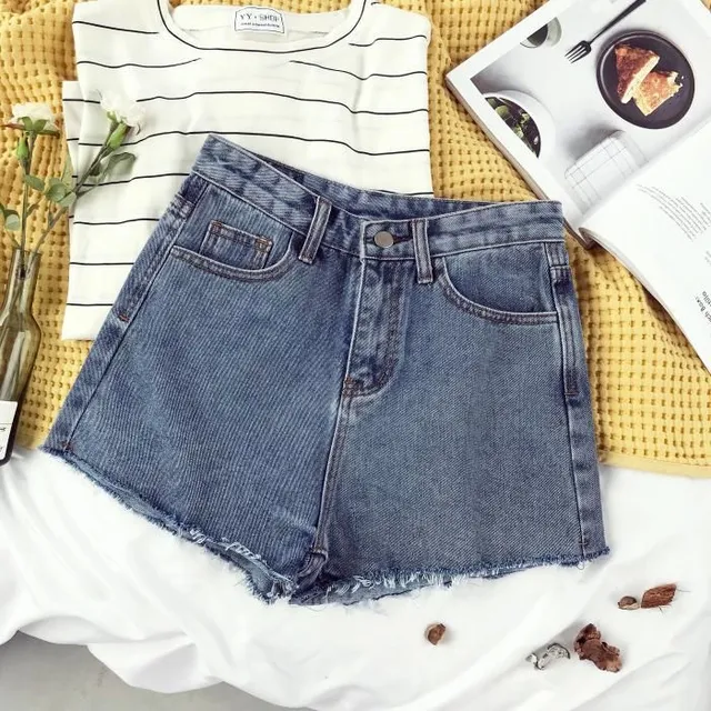 Classic denim shorts with high waist