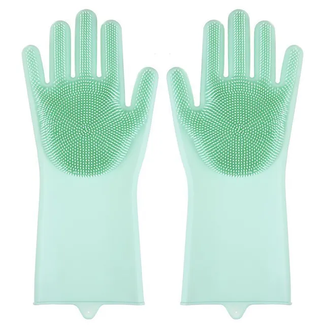 Handy silicone coloured gloves with bristles for washing four-legged pets Yissakhar
