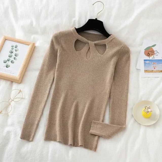 Women's sexy sweater with cut neckline, knitted, narrow and soft - Different colors