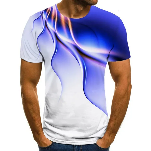Pánské triko se zajímavým 3D potiskem a krátkým rukávem