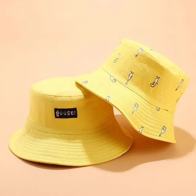 Stylový oboustranný klobouk- více barev goose-yellow