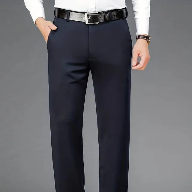 Men's classic formal trousers with a slight stretch in a monochrome design, ideal for spring/summer