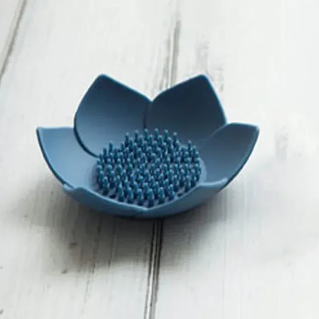Suport de săpun din silicon în formă de lotus cu scurgere pentru baie