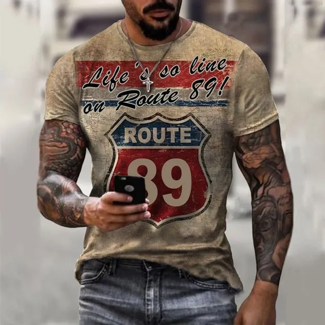 Men's short sleeve T-shirt with 3D design print - Route