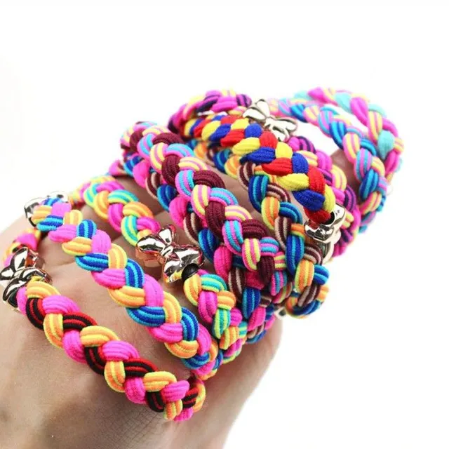 Colored hair rubber bands with bow 10 pcs