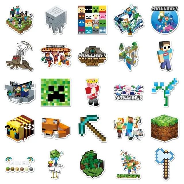 Bumper sticker trends with depicted characters from Minecraft - 50 pcs