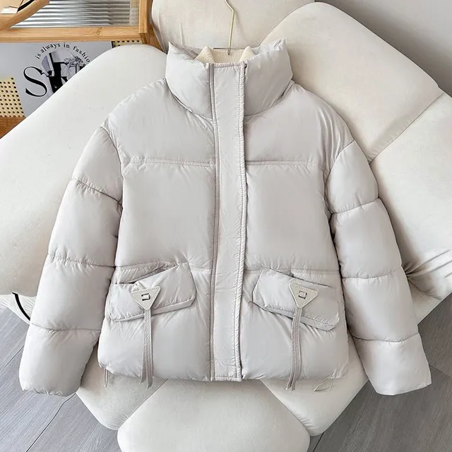 Women's autumn and winter down jacket with high collar and zipper in casual style