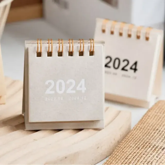 Mini table calendar for 2024 in single colour design - daily planner, annual organizer and table decoration