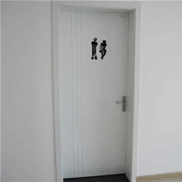 Set of 2 mirror stickers for toilet doors