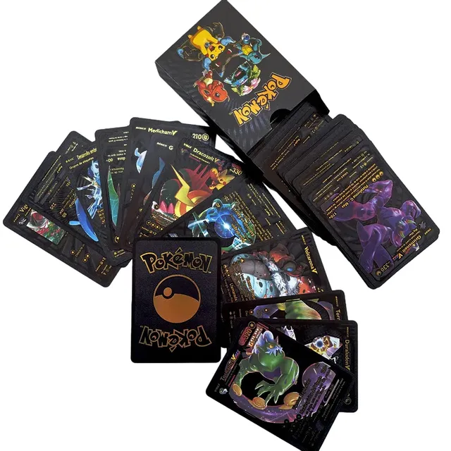 Package Pokemon cards VMax Shiny Pokemon cards Collectors cards Pokemon Set of playing cards, black, 27 pcs